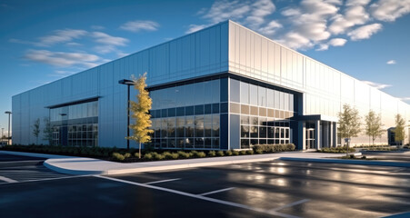 Fototapeta na wymiar Industrial Office Building, Logistic business transport warehouse station.