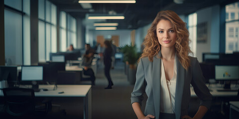 Professional business woman posing in her office, The Female Leader Series, Generative AI