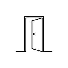 door icon vector illustration, black outline style, white background