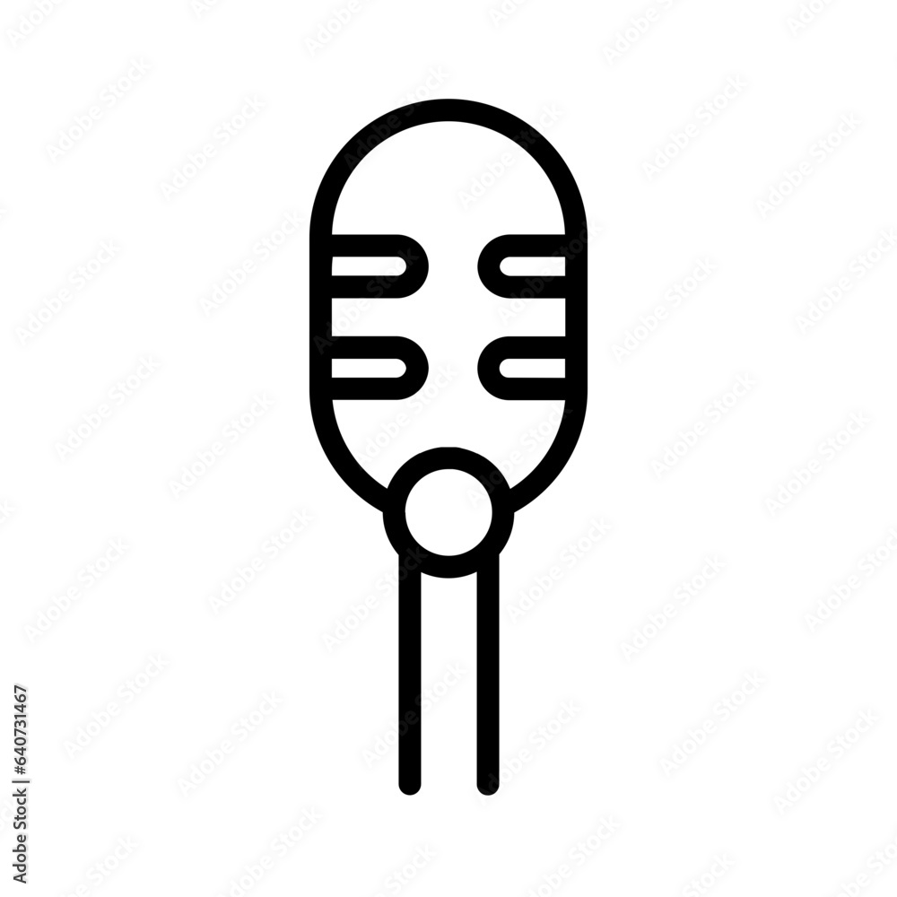 Sticker audio mic retro outline icon