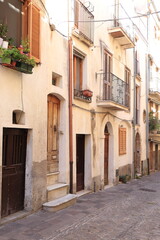 Fototapeta na wymiar Castelli Street View with House Facades in Abruzzo, Italy