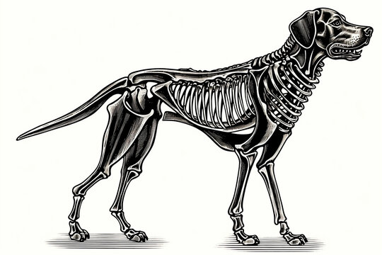 Skeleton-shaped black dog