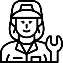 woman mechanic line icon