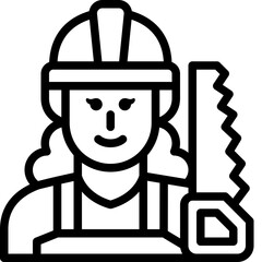 woman carpenter line icon