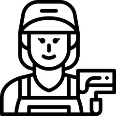 woman painter line icon