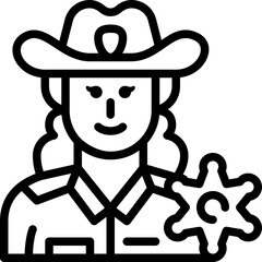 female sheriff line icon
