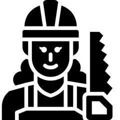 woman carpenter solid icon
