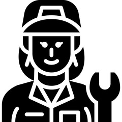 woman mechanic solid icon