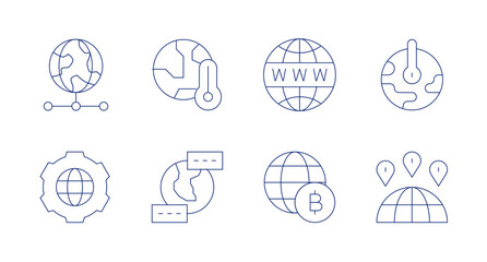 Global icons. editable stroke. Containing global, global warming, globe, website, world, language.