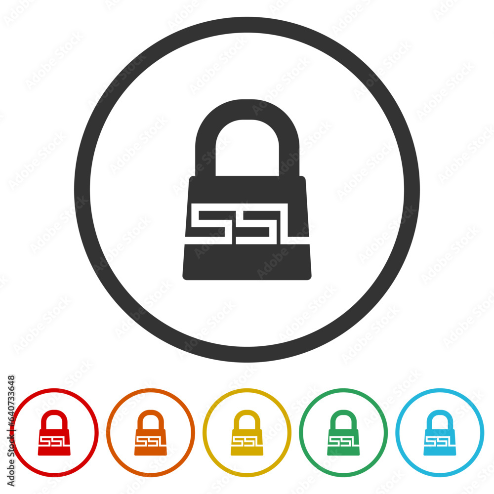 Poster security web logo icon design. set icons in color circle buttons