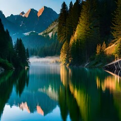 lake in the mountains Generated Ai