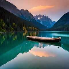 Obraz premium lake in mountains Generated Ai