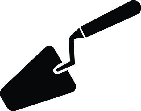 recommend clip art: Simple trowel with handle sign web icon silhouette with invert color. Minimalist shovel, spade or trowel solid black icon design. construction icon isolated on white background.
