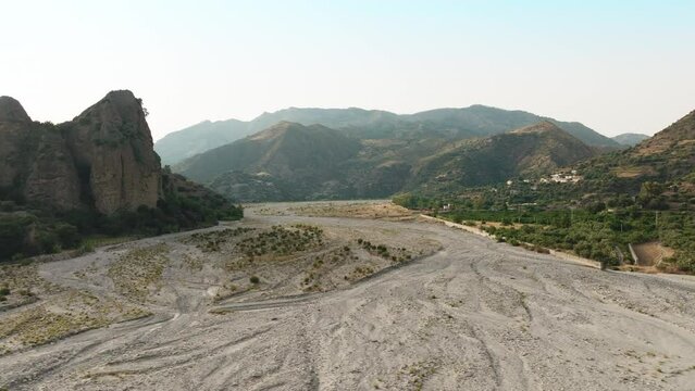Dry Amendolea torrent in the Calabrian mountains