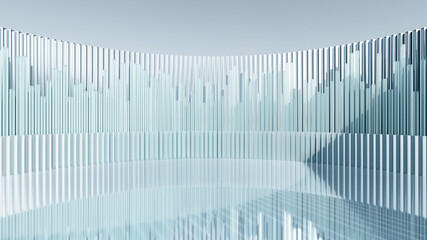 Abstract architectural background, vertical geometric shapes, sun reflection.