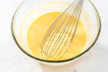 Lemon blueberry bundt cake with powdered sugar dusting
