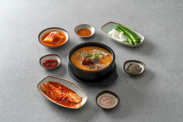 Korean food dish Sundaeguk, Spicy Sundaeguk, Pork Belly Sundaeguk, Yangseonji Hangover Soup, Naejangtang, Side Dish