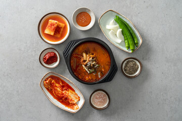 Korean food dish Sundaeguk, Spicy Sundaeguk, Pork Belly Sundaeguk, Yangseonji Hangover Soup, Naejangtang, Side Dish