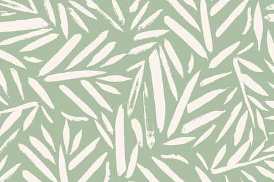 Organic Leaf Pattern. Branch with Leaves Ornamental Texture. Floral Seamless Pattern. Palm Branch Background. Flourish Nature Summer Garden. Tropical Green Ornament