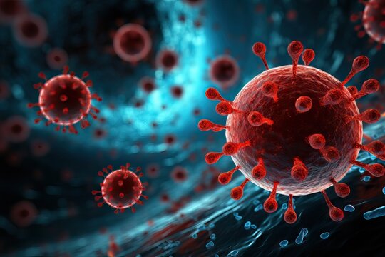 microbiology virus corona rendering virology 3d concept artery red