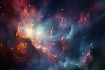 Foto op Plexiglas astronomy celestial background telescope way outer cosmos red cosmos galaxies green nebula universe star sky pink abstract background galaxy light lactic space abstract nebula nasa explosion f space © sandra