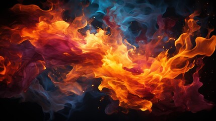 Fototapeta premium Fiery combination of blue and red flames