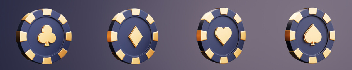 Casino chips poker baccarat and casino chips 3d rendering 3d rendering illustration
