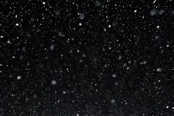 Foto op Aluminium snowflake ice background crystal night isolated christmas winter background snow image falling overlay real snowfall blizzard storm snow black glistering dust fall black texture sky pattern isolated © sandra