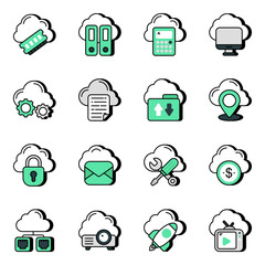 Pack of Cloud Computing Flat Icons

