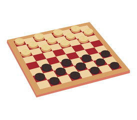 Checkers game board or Malaysian call it Dam Haji. Malaysian Traditional Games. Isolated on a white background. Vector illustration.
