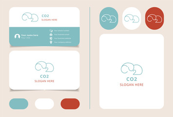 Co2 logo design with editable slogan. Branding book and business card template.