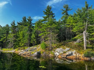 beautiful Granite rock formations in Echo Bay in The Massasauga Provincial Park ,  Georgian Bay,...
