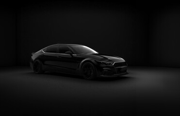 Black sports car Created with Generative AI