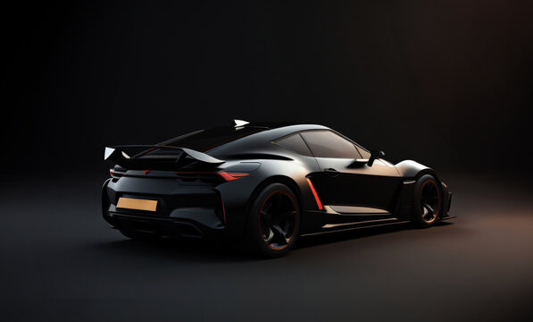 Black sports car Created with Generative AI