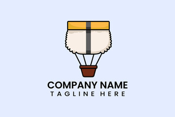 Fototapeta na wymiar Flat vector parachute balloon sushi logo modern style template