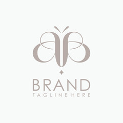 Unique letter AA logo company and icon business shaped butterfly