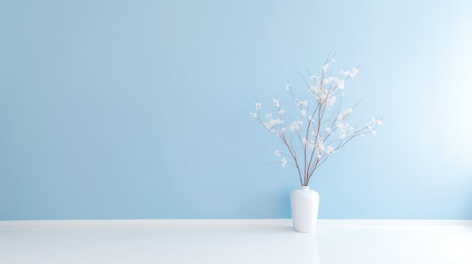 Minimalist blue home interior.  Elegance in Simplicity. AI Generated