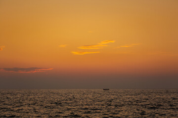 Fototapeta na wymiar Sunset at Palolem beach in Goa India