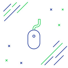 Line Computer mouse icon isolated on white background. Optical with wheel symbol. Colorful outline concept. Vector