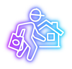 Set of Food delivery neon