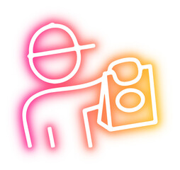 Set of Food delivery neon
