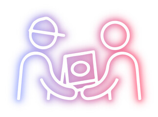 Set of Food delivery neon