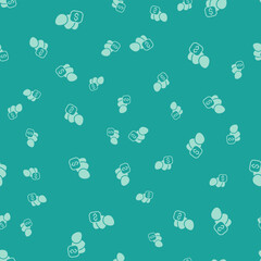 Green Price tag for chicken egg icon isolated seamless pattern on green background. Vector