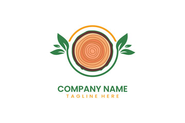 Flat nature wooden trunk logo icon template vector design illustration