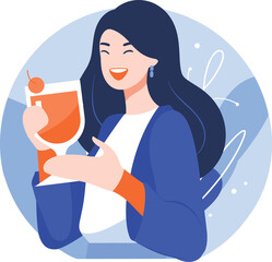 Hand Drawn happy food waiter in flat style