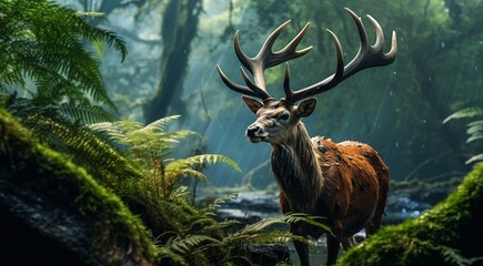 portrait of a wild animal in the nature, animal in forest, wild animal close-up