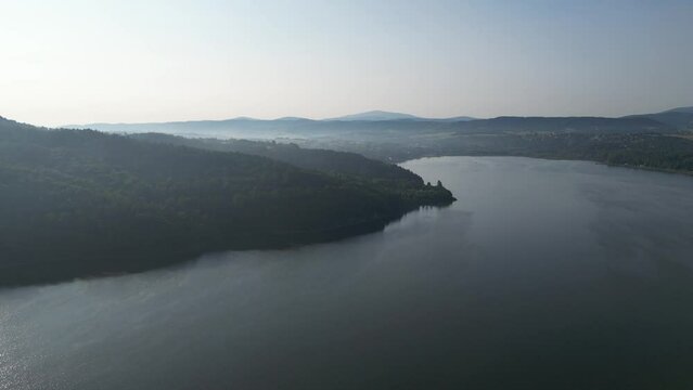 Zywiec Lake Aerial View (Polish: Jezioro Zywieckie) is a reservoir on the Sola river in southern Poland, near the town of Zywiec. Silesian. Voivodeship. Poland.