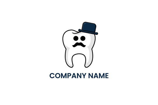 Flat tooth old men icon symbol logo template vector design illustration