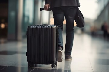 Black suitcase airport. Generate Ai