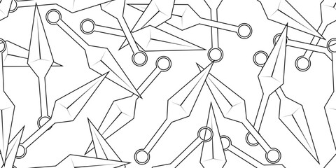 black white kunai seamless pattern